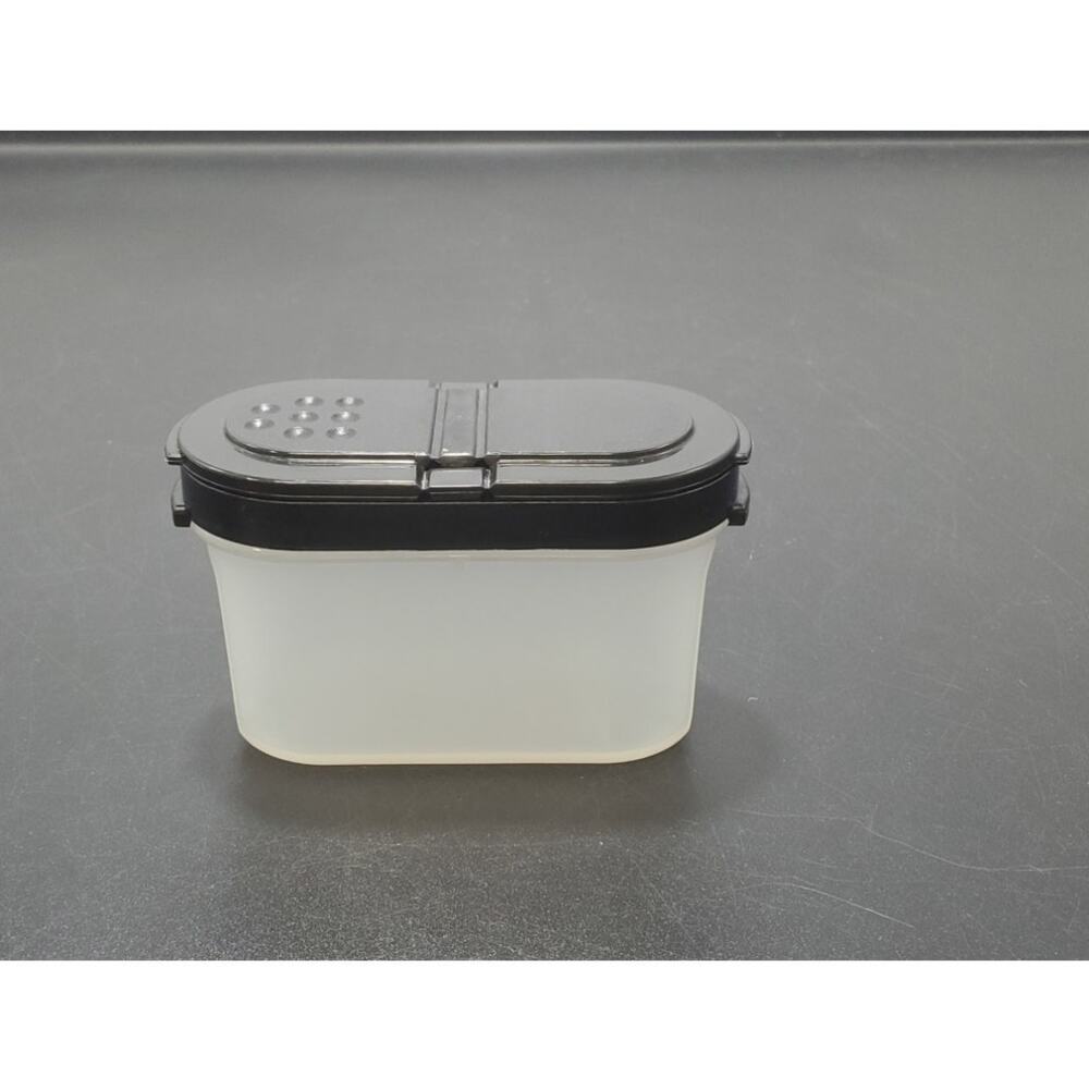 Tupperware Small Spice Shaker Container Sheer, Black Lid 1843 EUC